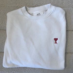 AMI PARIS White Ami de Cœur Sweatshirt (Mens Size S)